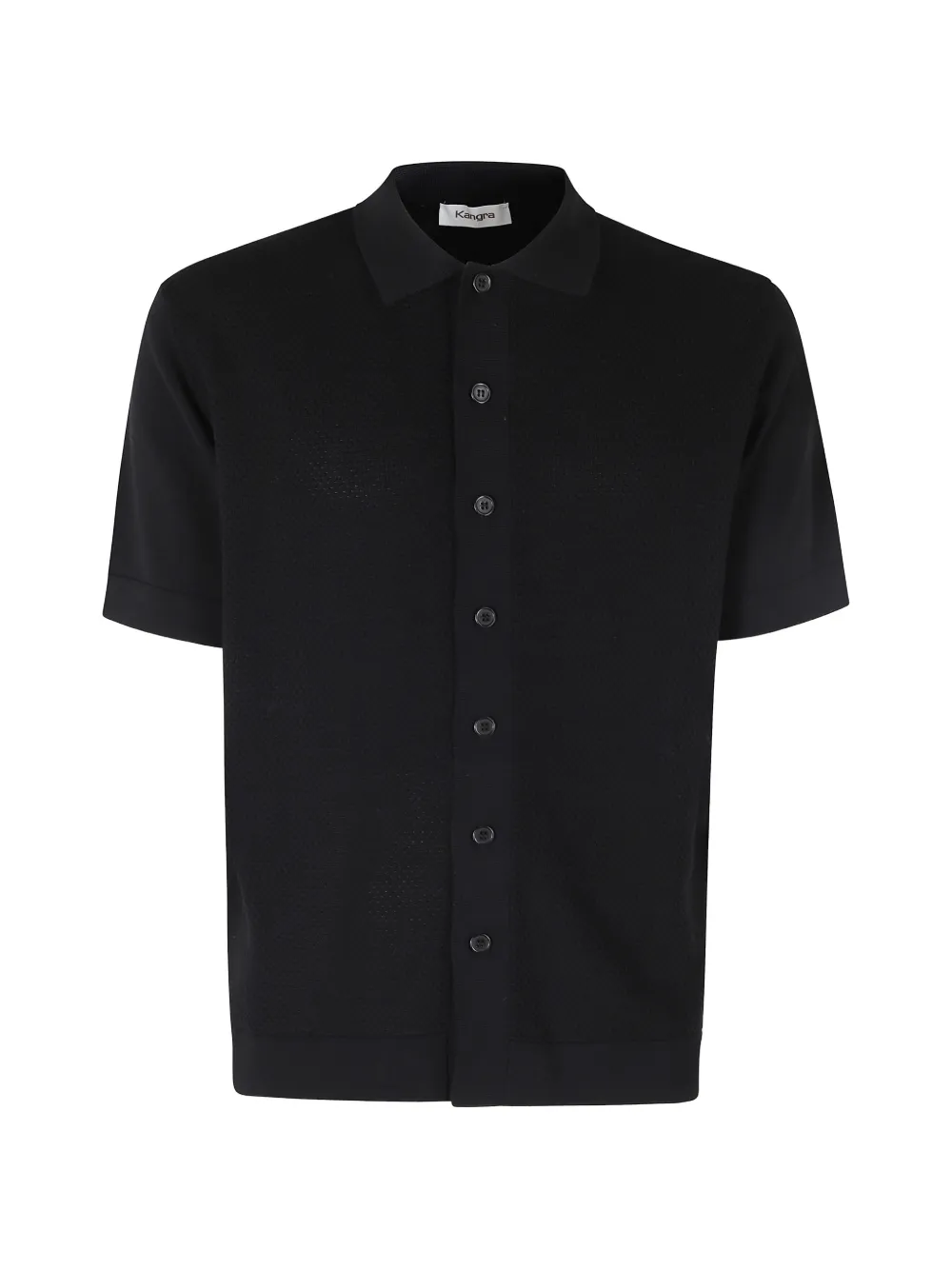 Kangra knitted short-sleeve shirt - Schwarz