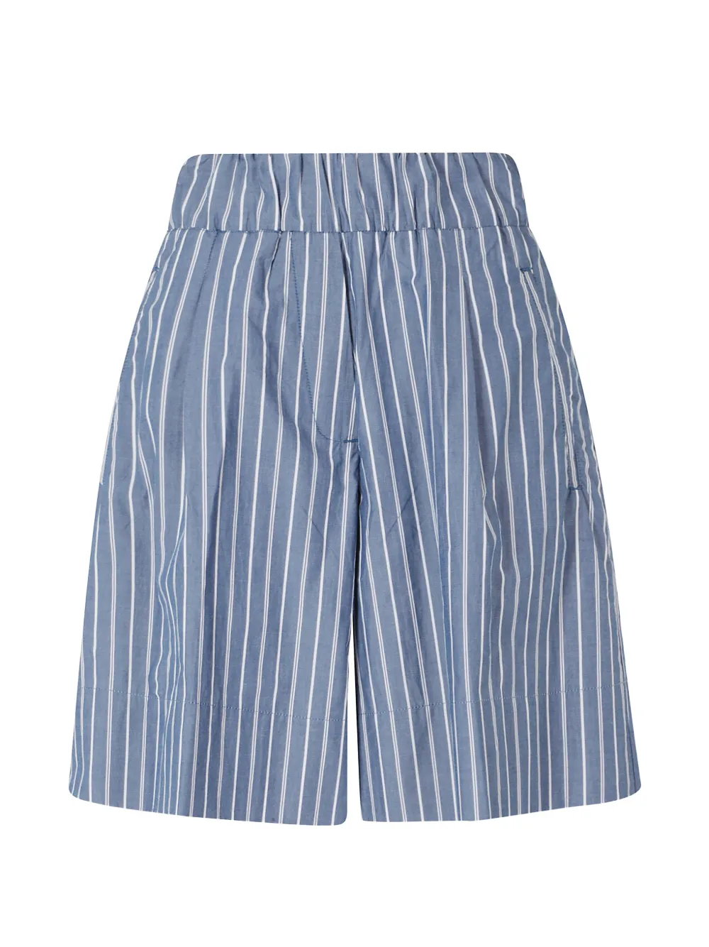 Myths pinstripe-pattern elasticated-waist mini shorts - Blu