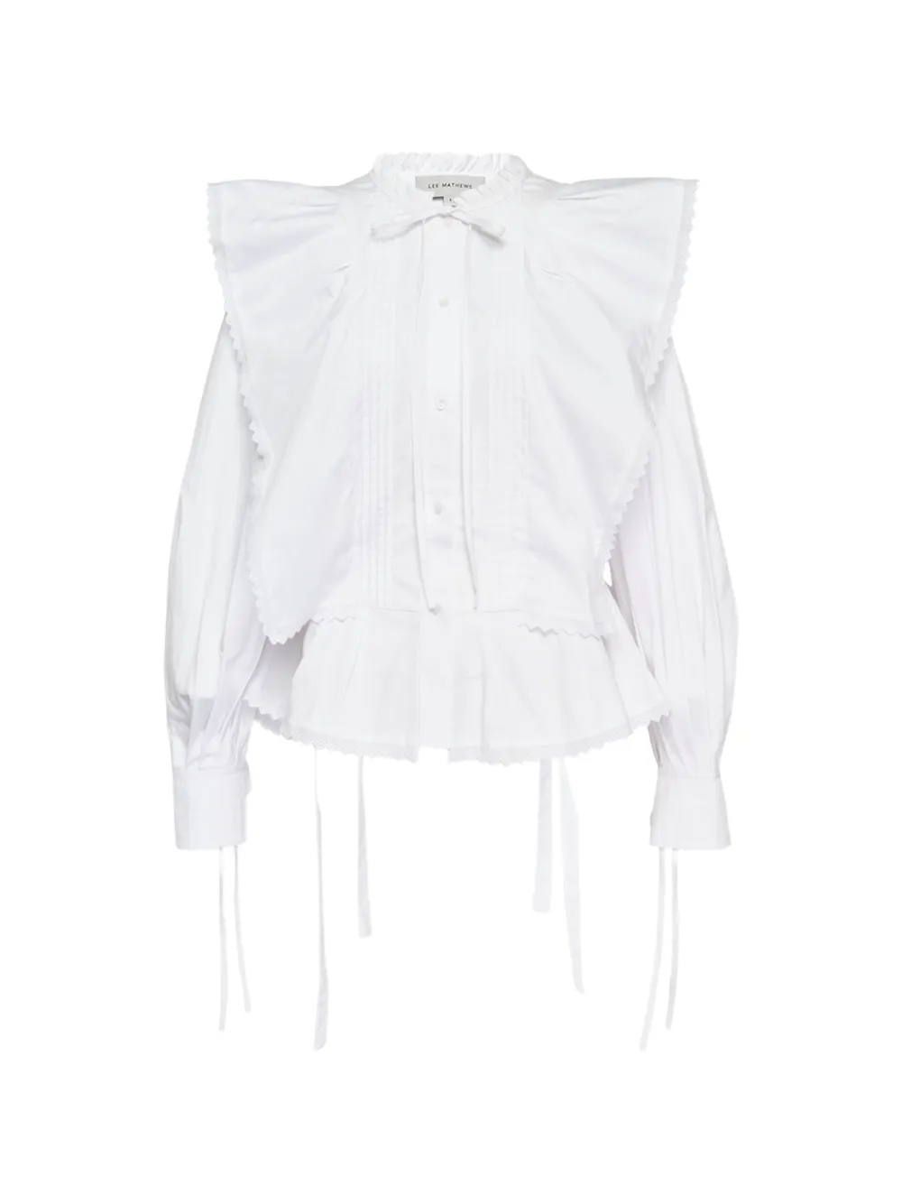 Lee Mathews Emilie ruffled pintuck blouse - Bianco