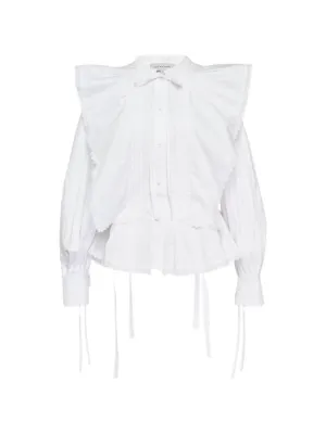Lee Mathews リーマシュー Quinn Tucked PuffTop Lee Mathews puff-sleeve Checked Top | Pink | FARFETCH