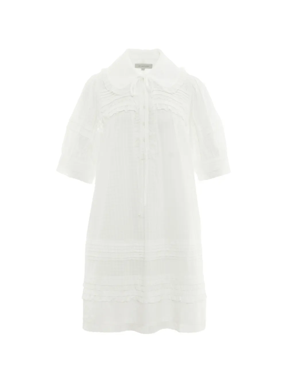 Lee Mathews Victoria ruffled pintuck-detail mini dress - Weiß