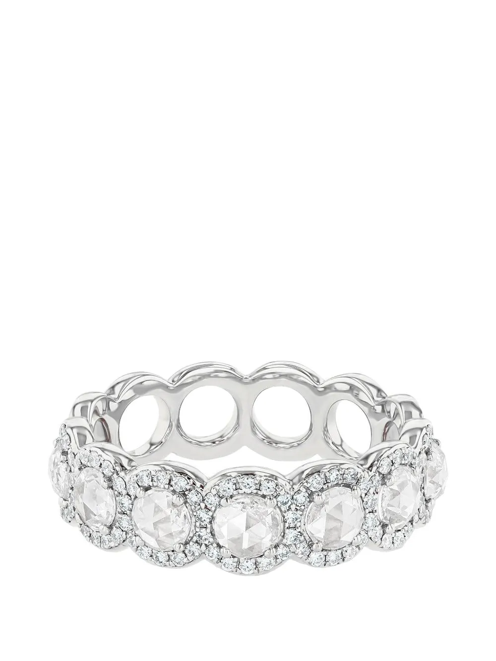 64 Facets 18kt white gold Eternity Scallop ring - Argento