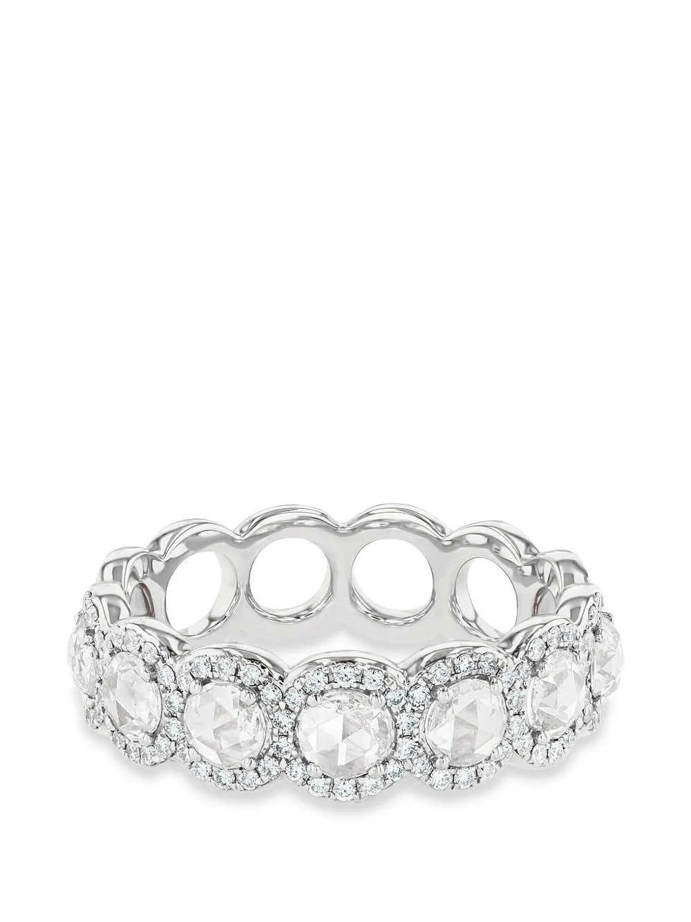 64 Facets 18kt white gold Eternity Scallop ring - Argento