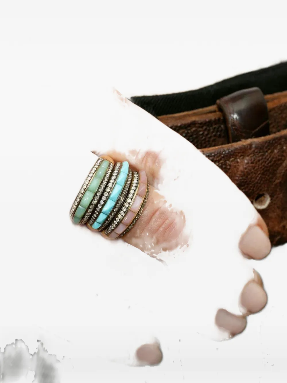 Jenna Blake 18kt yellow gold Pyramid Turquoise ring - Oro