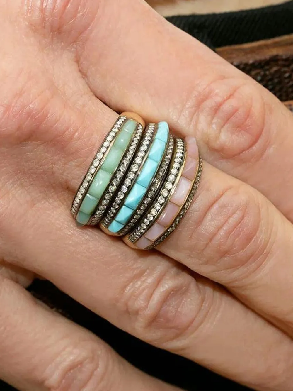 Jenna Blake 18kt yellow gold Pyramid Turquoise ring - Oro