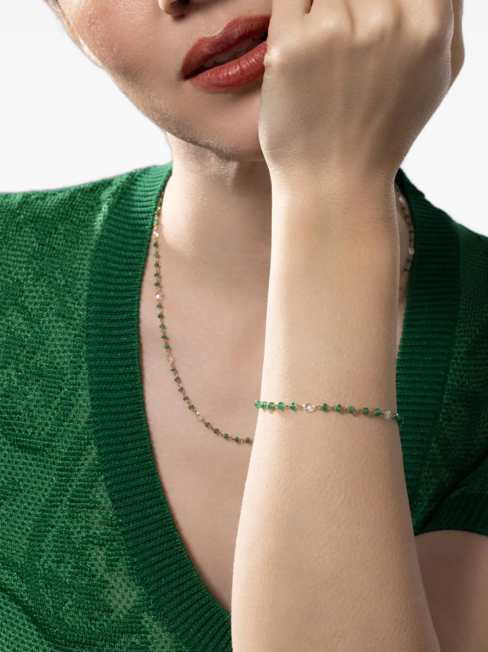 64 Facets 14kt Yellow Gold Ethereal Emerald Bracelet In Green