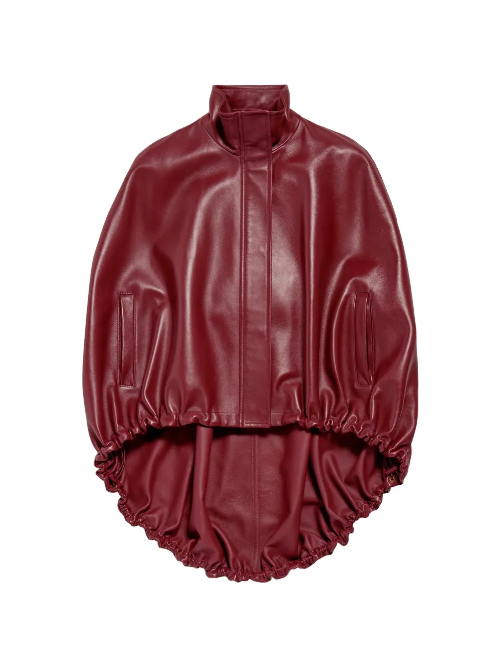 Balenciaga stand collar leather cape - Rosso