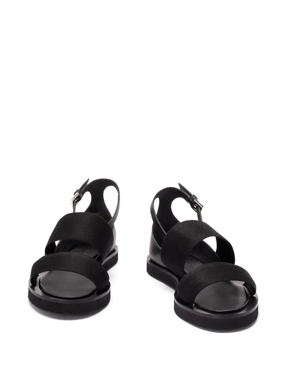 Max Mara Platte leren sandalen Zwart