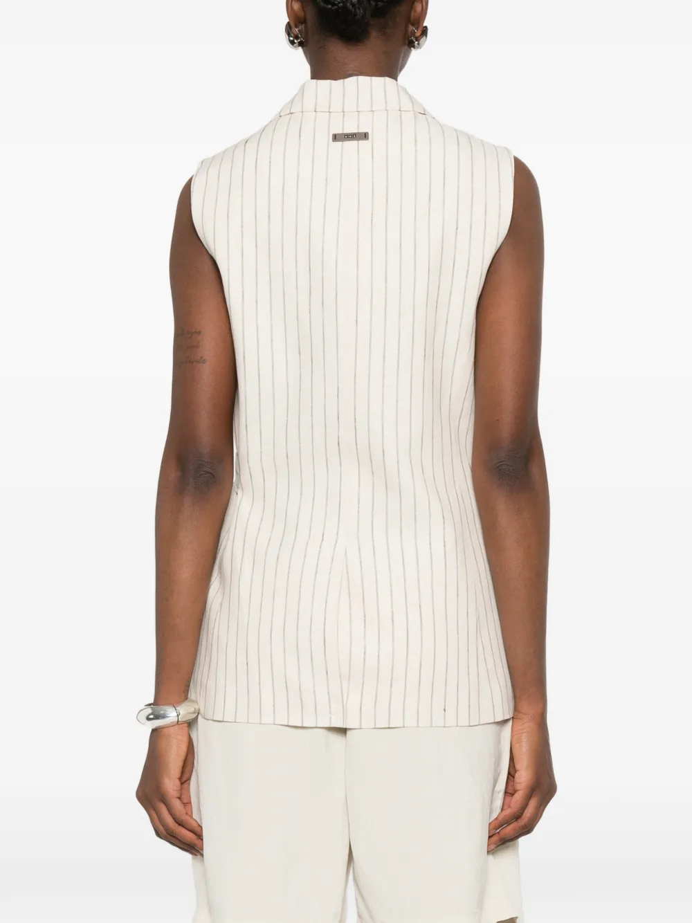 Peserico Gestreepte top met gestrikte taille Beige