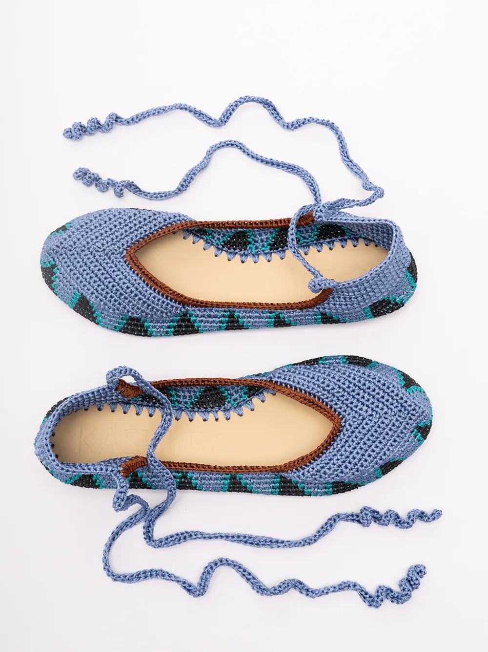  Kashura High Crochet Ballet Flats - Blue 