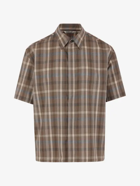 Auralee check-pattern drawstring-hem shirt