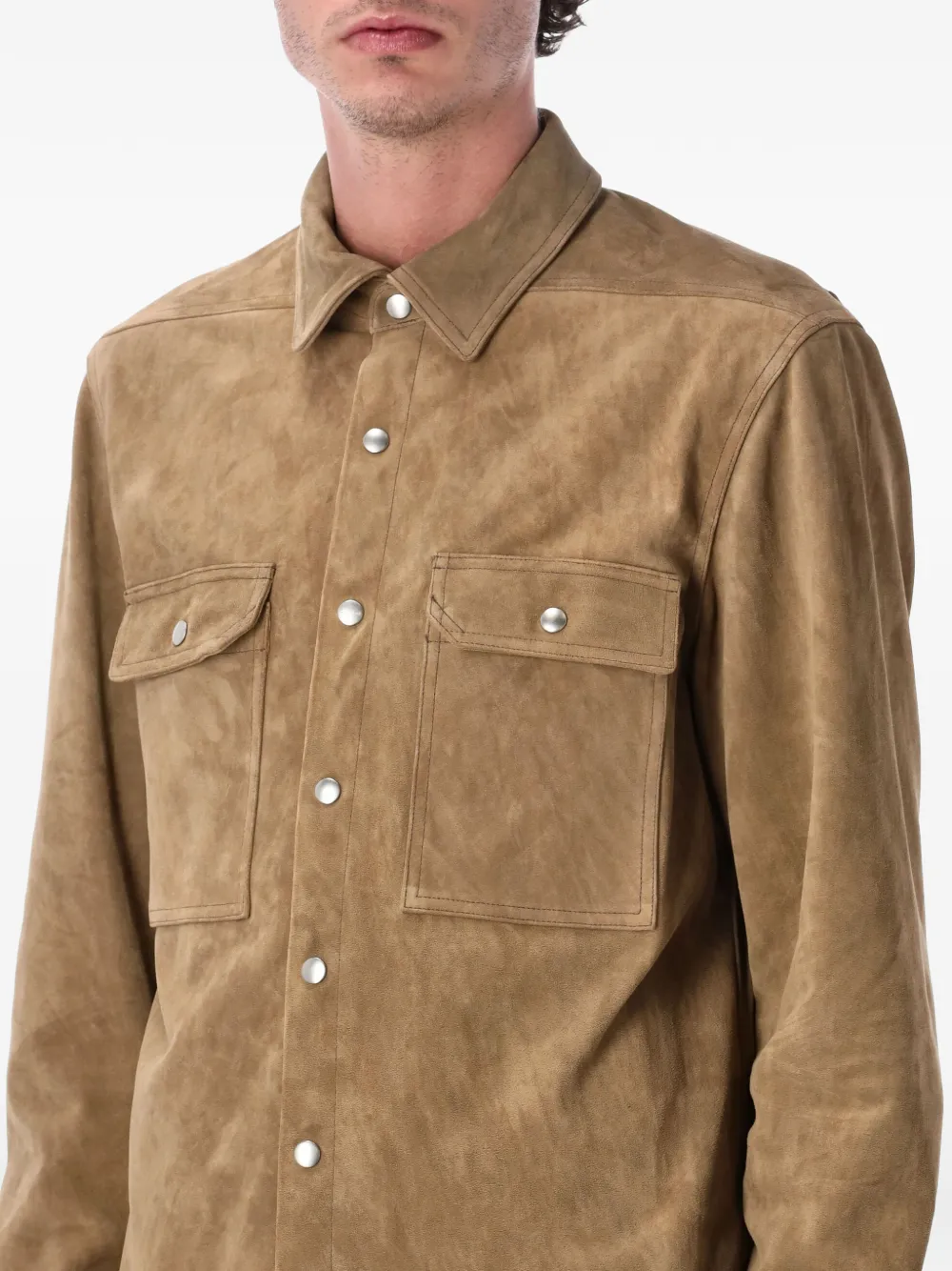 Rick Owens Leren shirtjack Bruin