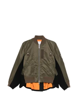 Sacai knitted-panel Bomber Jacket | Brown | FARFETCH JO