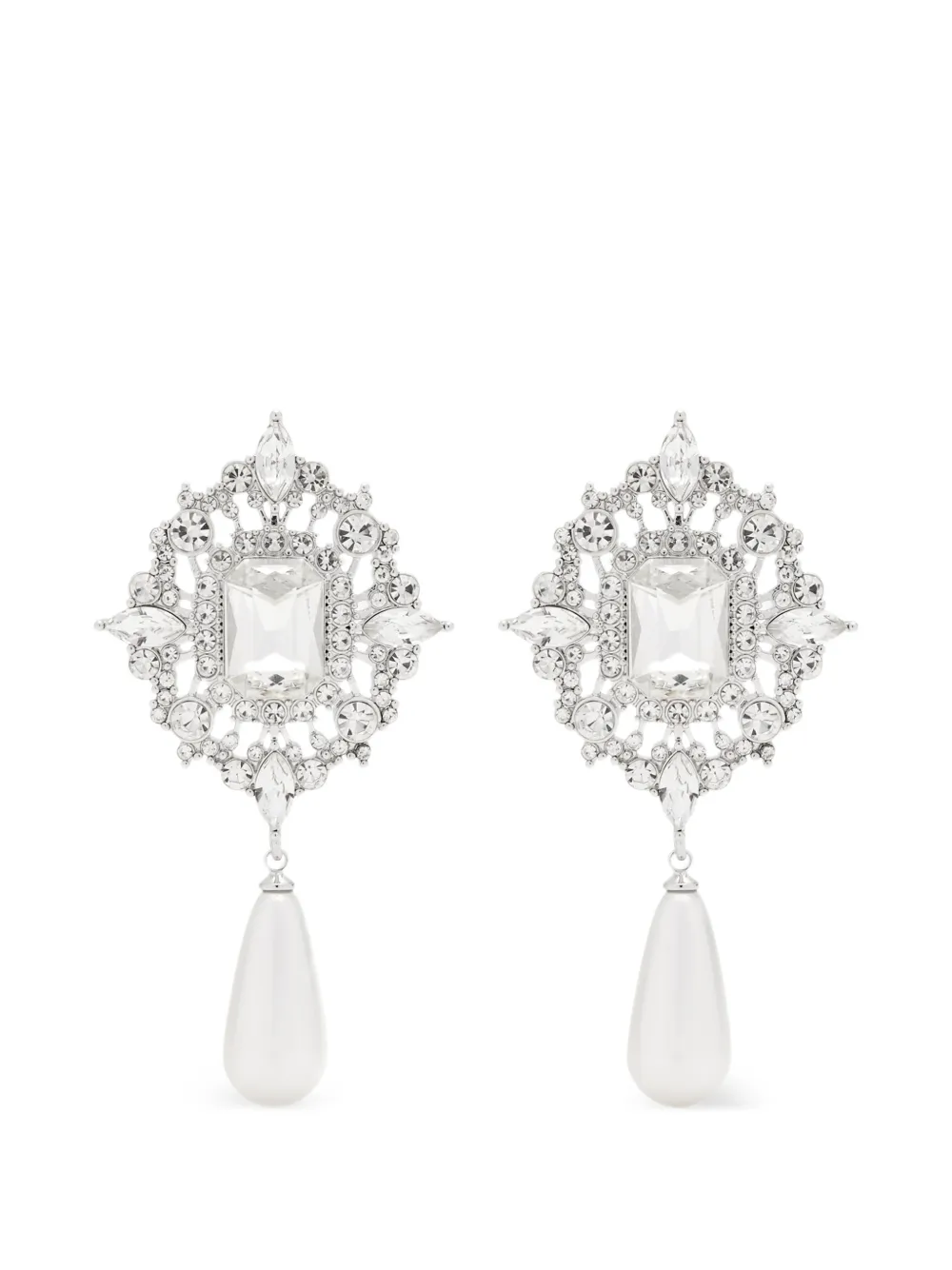 Self-Portrait crystal drop earrings - Argento