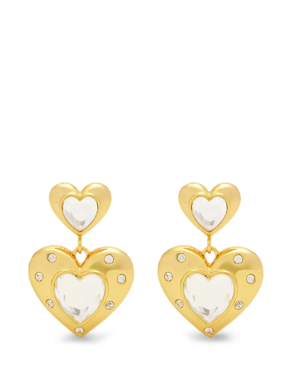 Self-Portrait heart embellished earrings - Oro