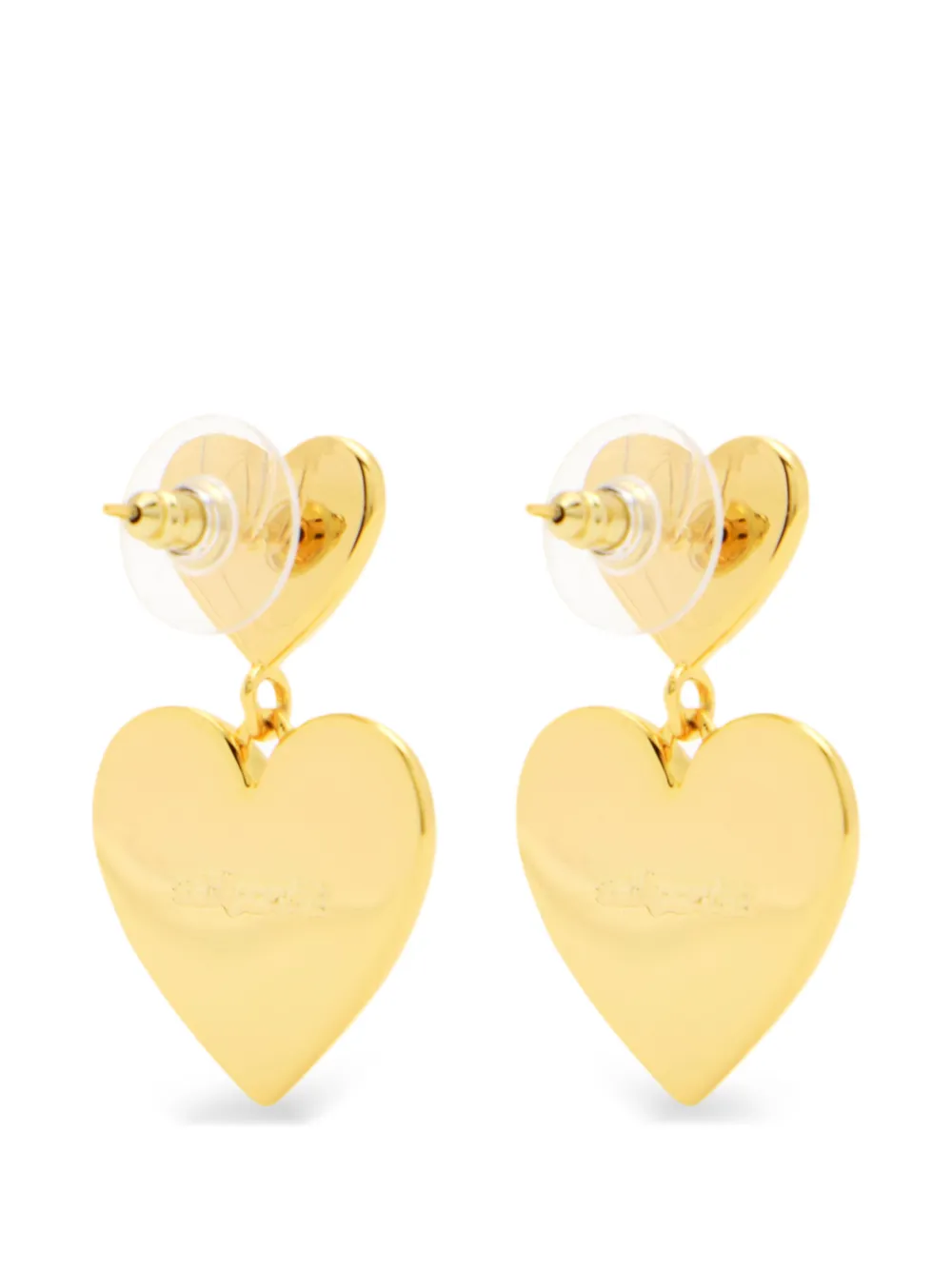 Self-Portrait Heart Embellished Earrings in Gold, view 2