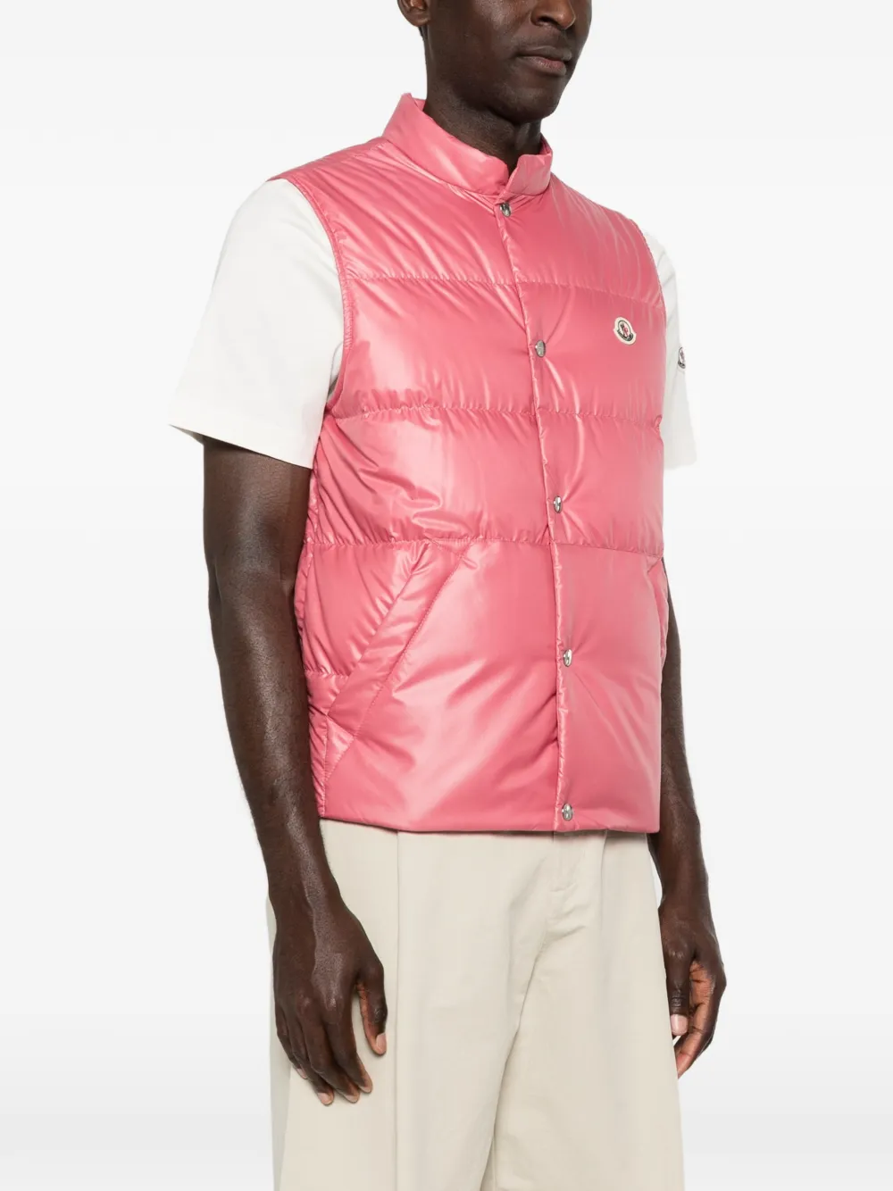Moncler Restigo gewatteerde bodywarmer met knopen Roze