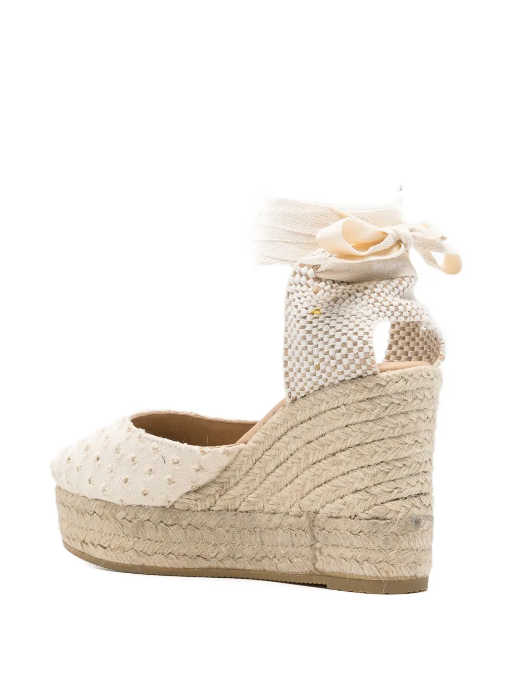 Manebi Yucatán lace-up heeled espadrilles Beige