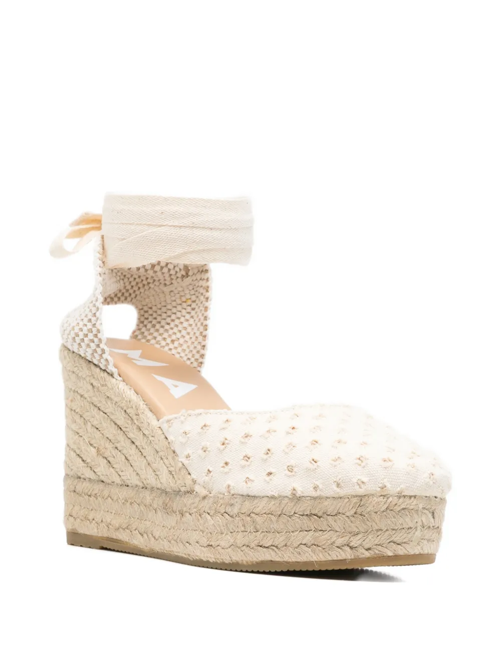 Manebi Yucatán lace-up heeled espadrilles Beige