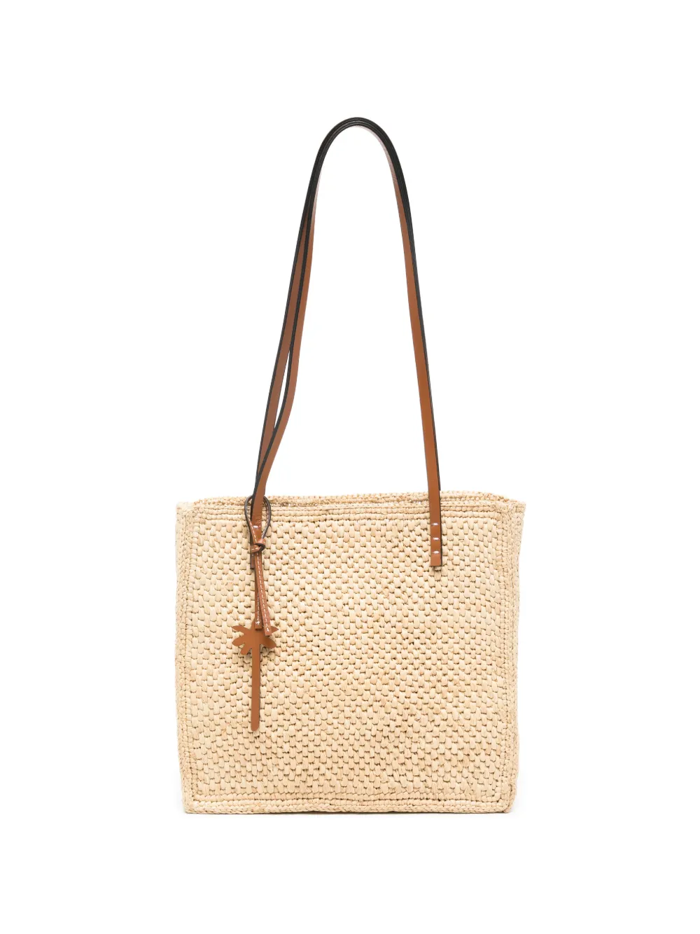 Manebi Inez raffia charm-detail shoulder bag - Toni neutri