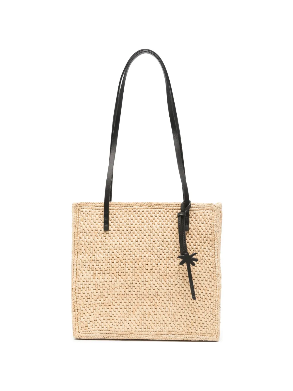 Manebi Inez raffia charm-detail shoulder bag - Toni neutri
