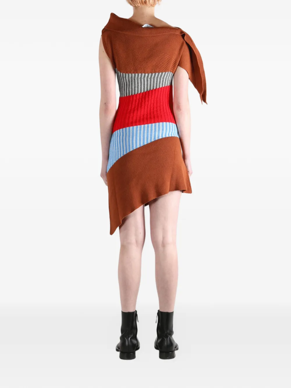 Kiko Kostadinov Asymmetrisch gestreepte midi-jurk Bruin