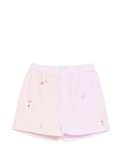 Maison Labiche striped embroidery shorts