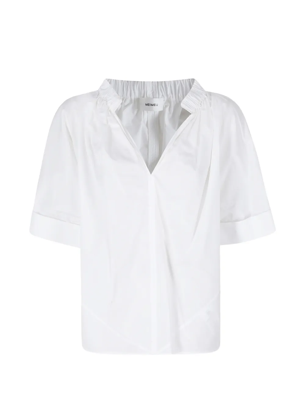 MeimeiJ elasticated-neck short-sleeve blouse - Bianco