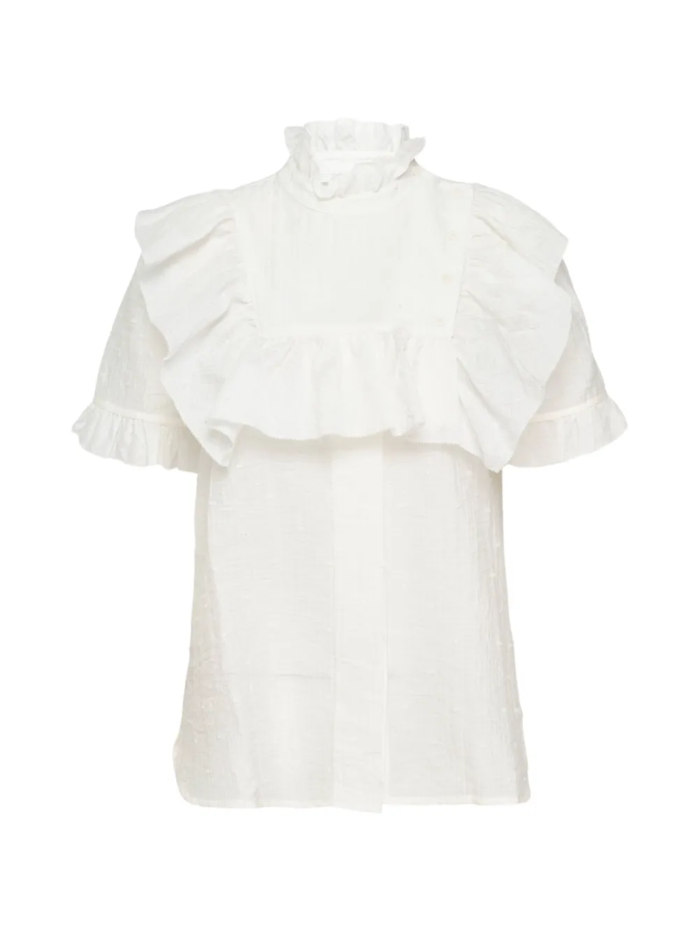 Lee Mathews Martha ruffled seersucker blouse - Bianco