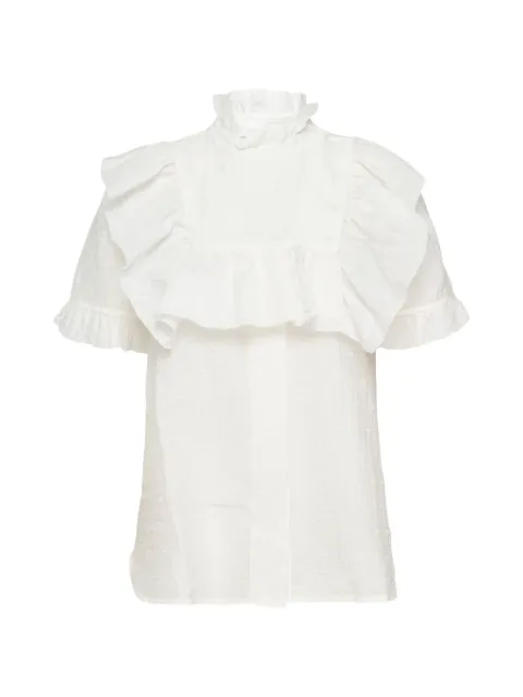 Lee Mathews Martha ruffled seersucker blouse