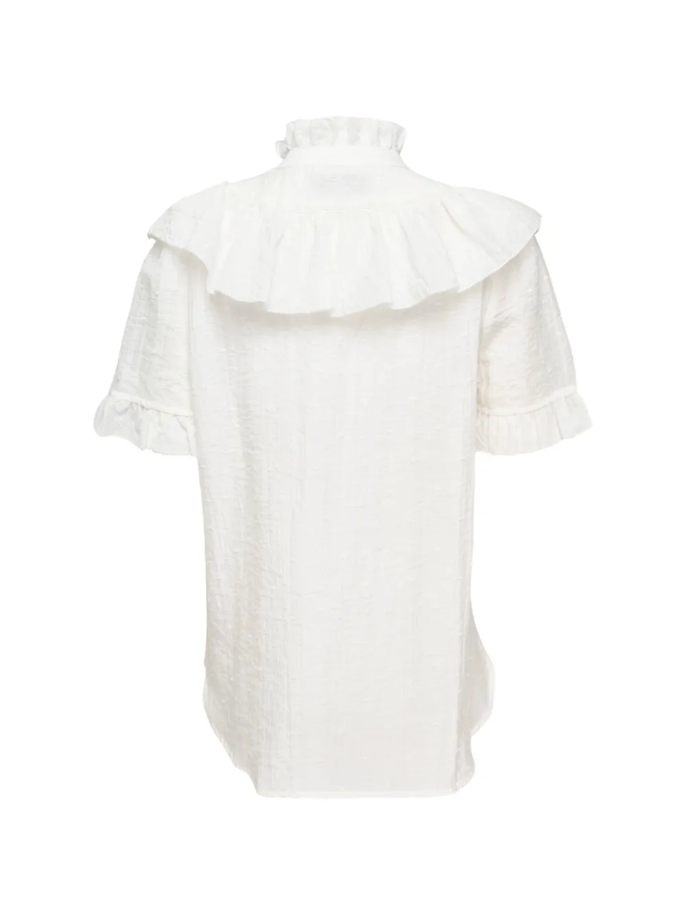 Lee Mathews Martha seersucker blouse met ruches Wit