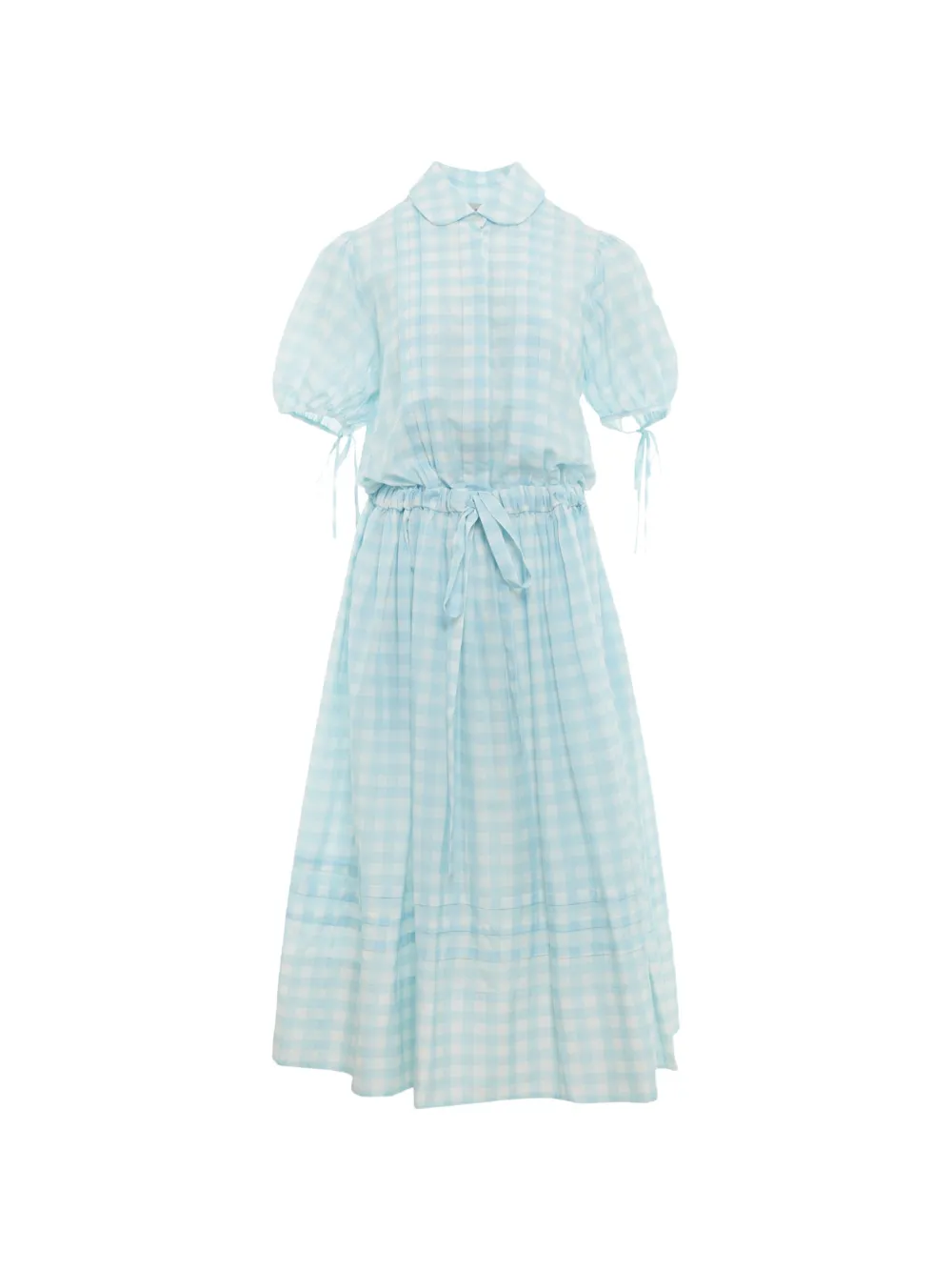 Lee Mathews Josephine gingham-check puff-sleeve midi dress - Blu