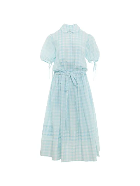 Lee Mathews Josephine gingham-check puff-sleeve midi dress