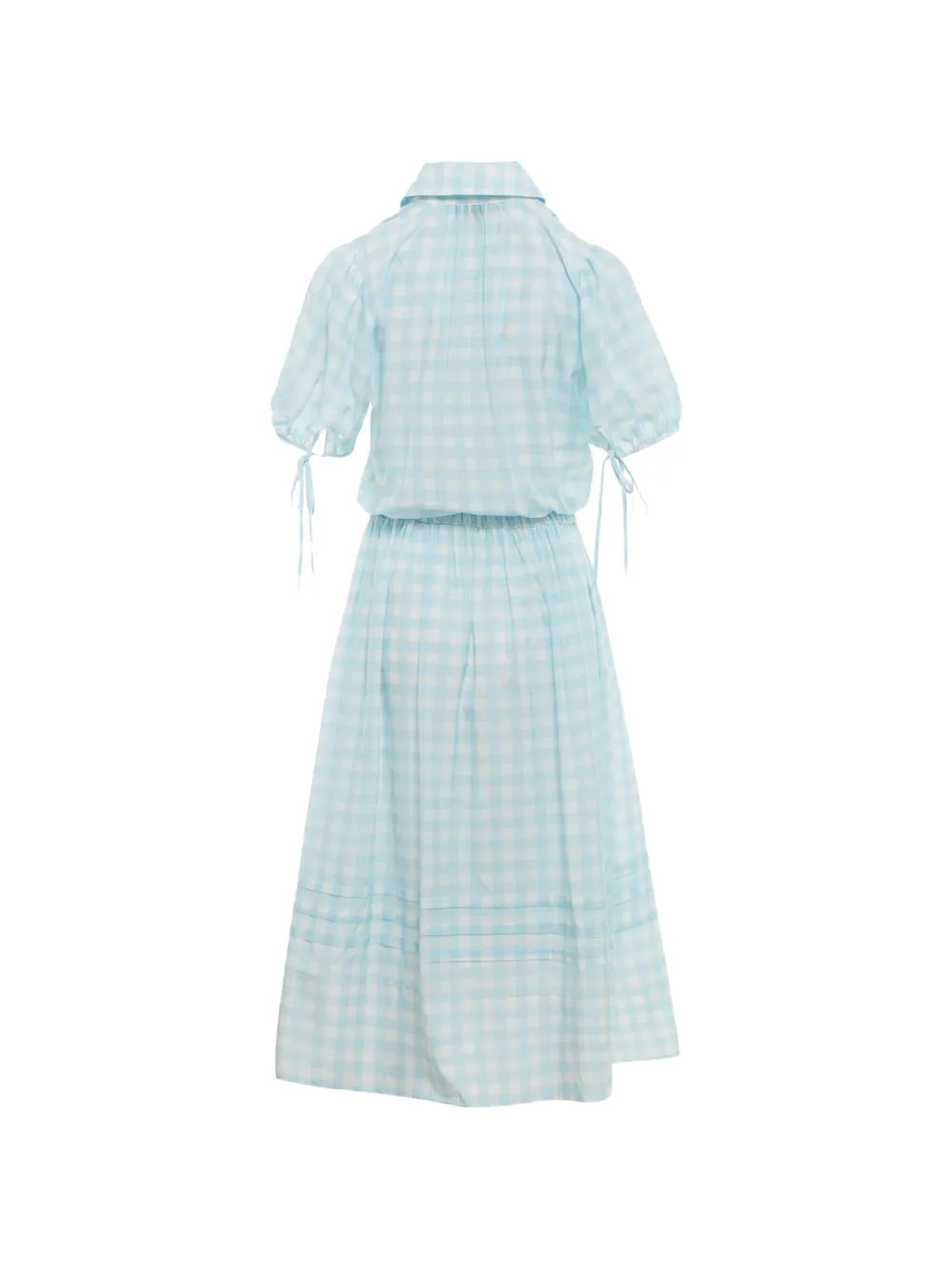 Lee Mathews Josephine midi-jurk met gingham-ruit en pofmouwen Blauw