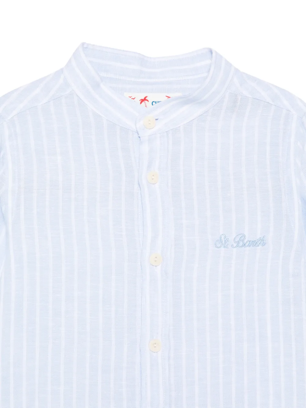  Mc2 Saint Barth Striped Collarless Shirt - Blue 