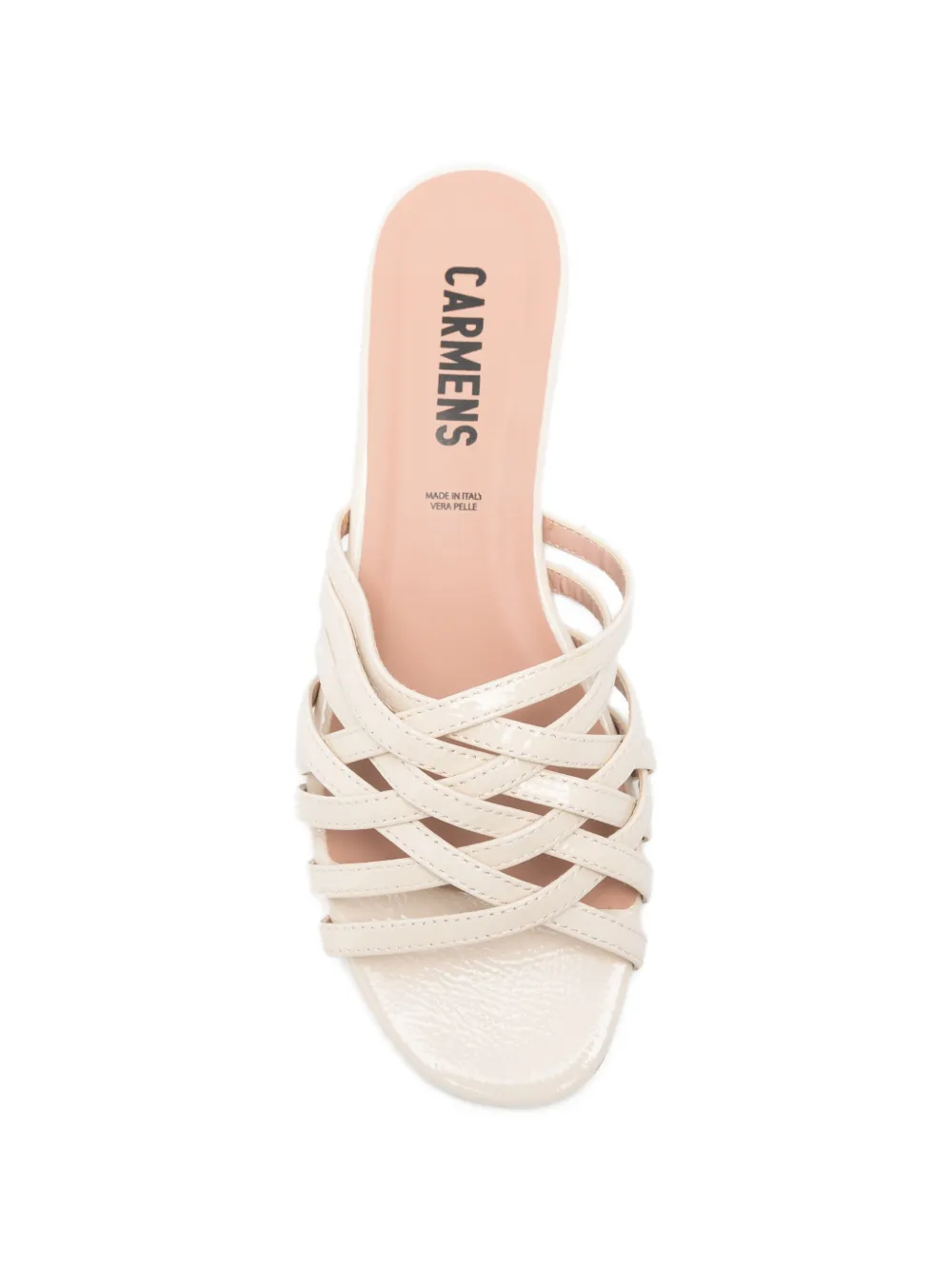 Carmens interwoven patent-finish sandals Beige