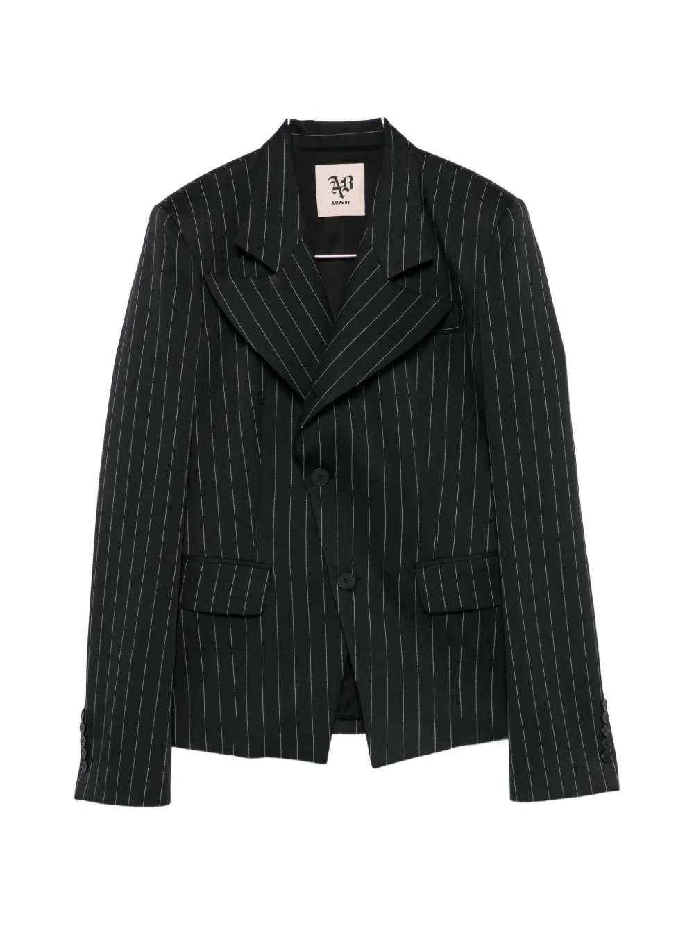 Aniye By pinstripe-pattern double-lapel jacket - Nero