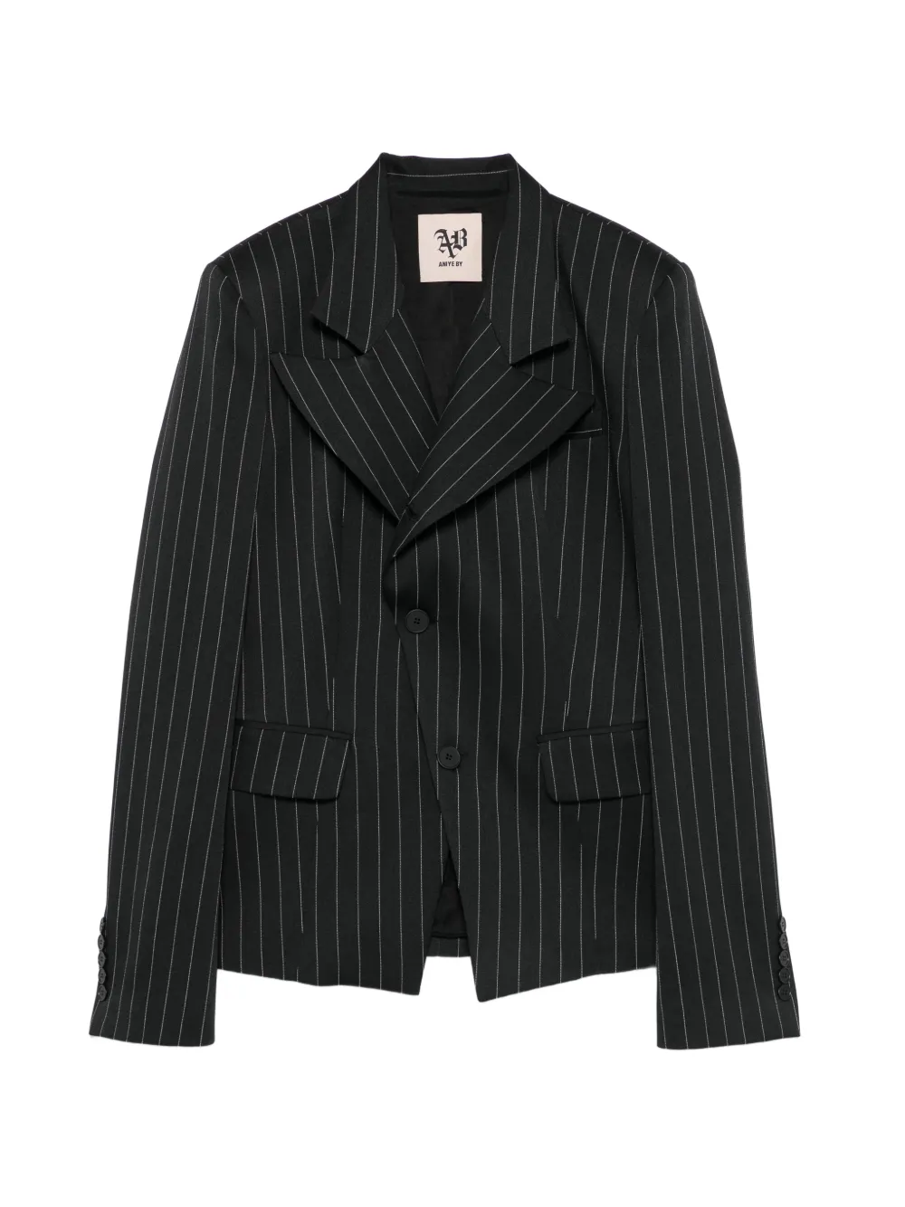 pinstripe-pattern double-lapel jacket