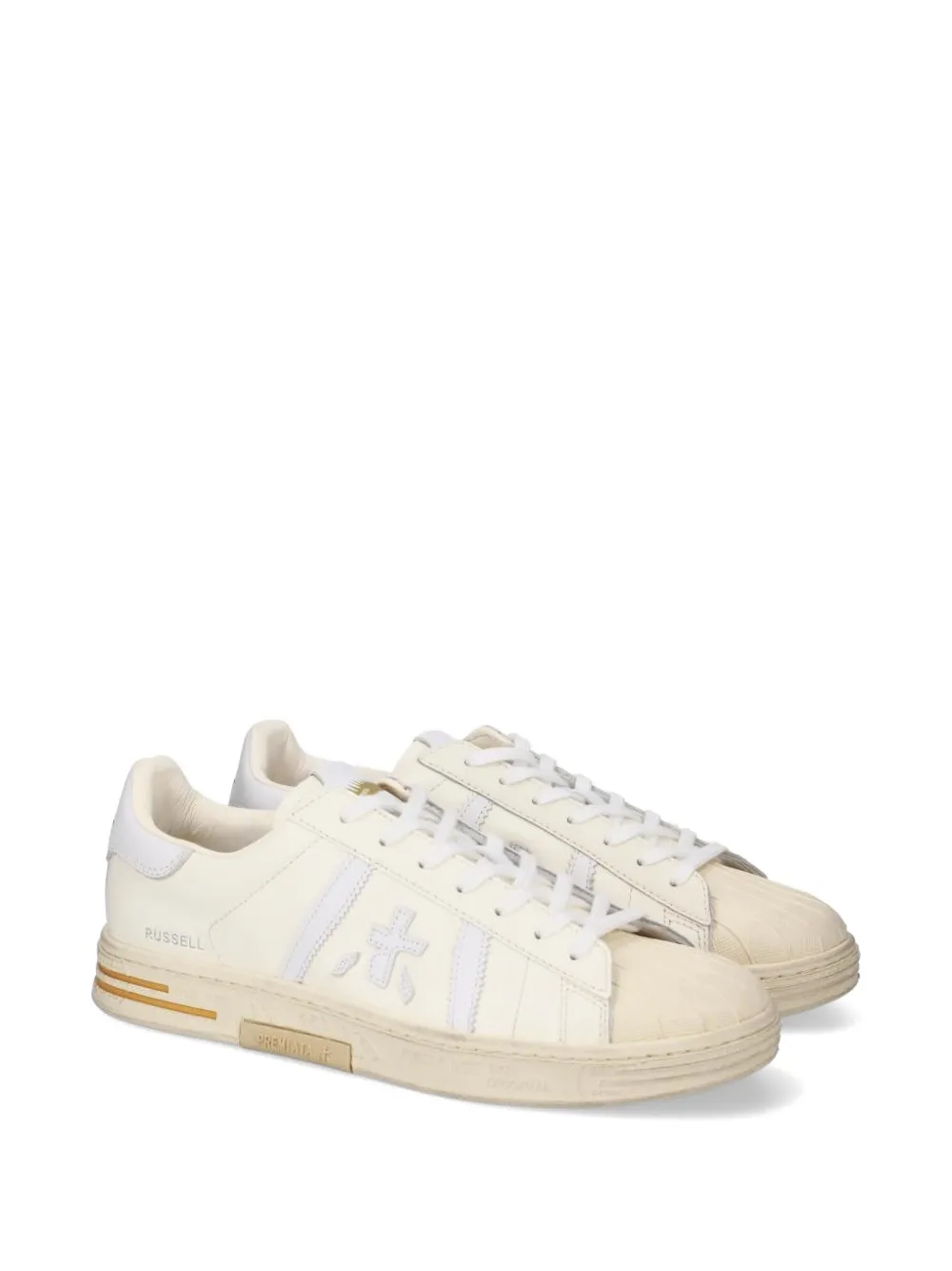 Premiata Russell lace-up logo-detail sneakers Beige