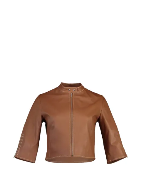 Susan Bender tab-collar biker jacket