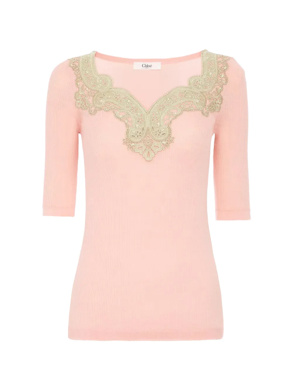 Chloé lace ribbed sweater - Rosa