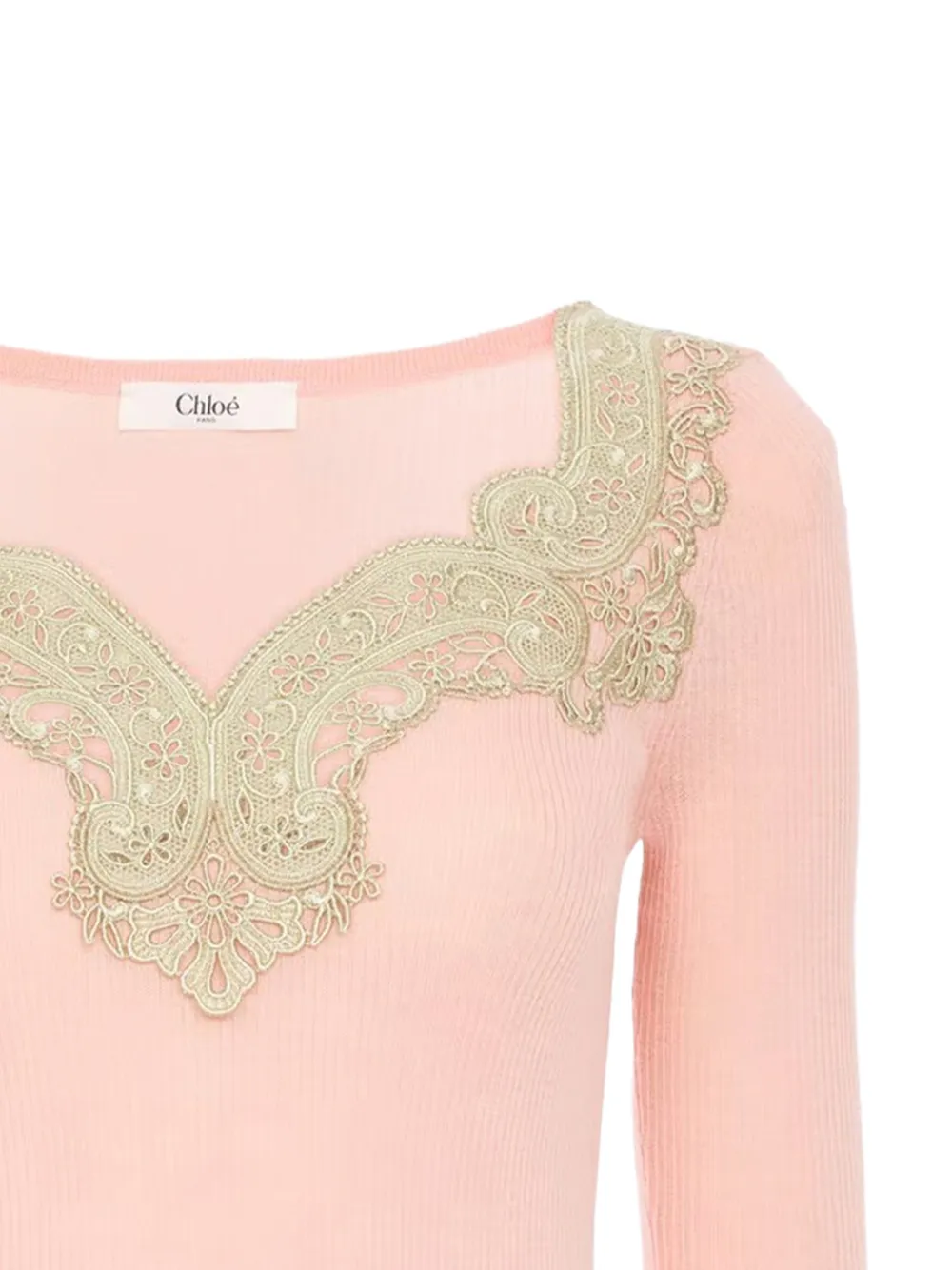  Chloé Lace Ribbed Sweater - Pink 