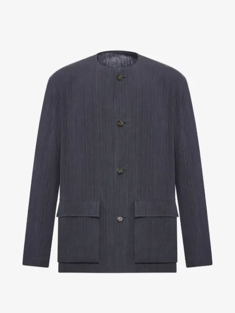 Lardini pinstriped collarless jacket