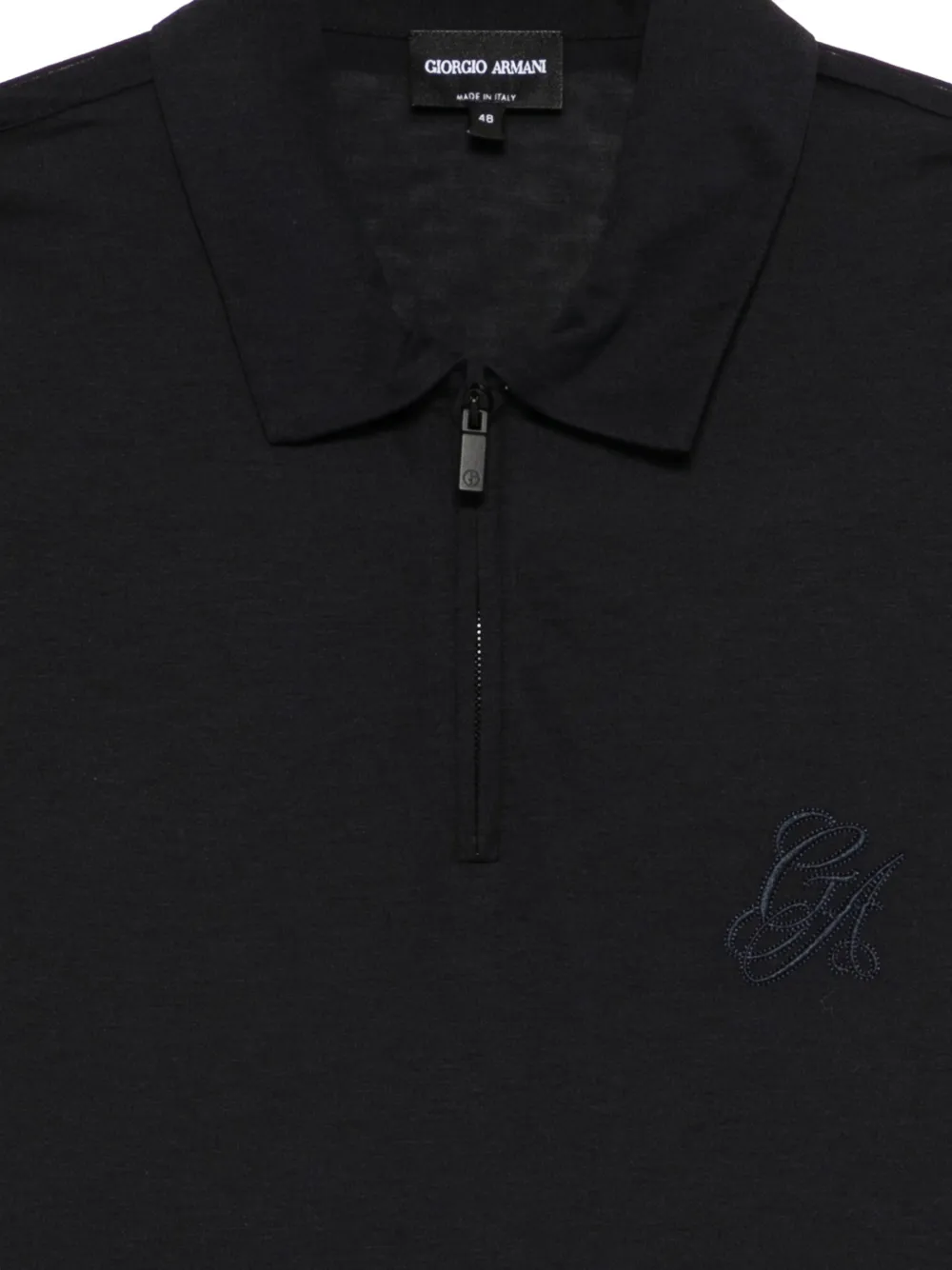 Giorgio Armani Poloshirt met geborduurde rits Blauw