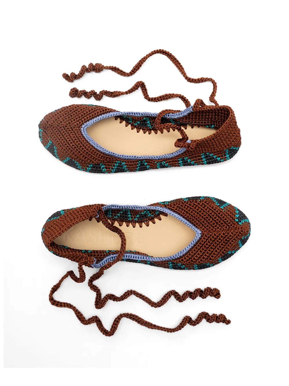  Kashura High Crochet Ballet Flats - Brown 