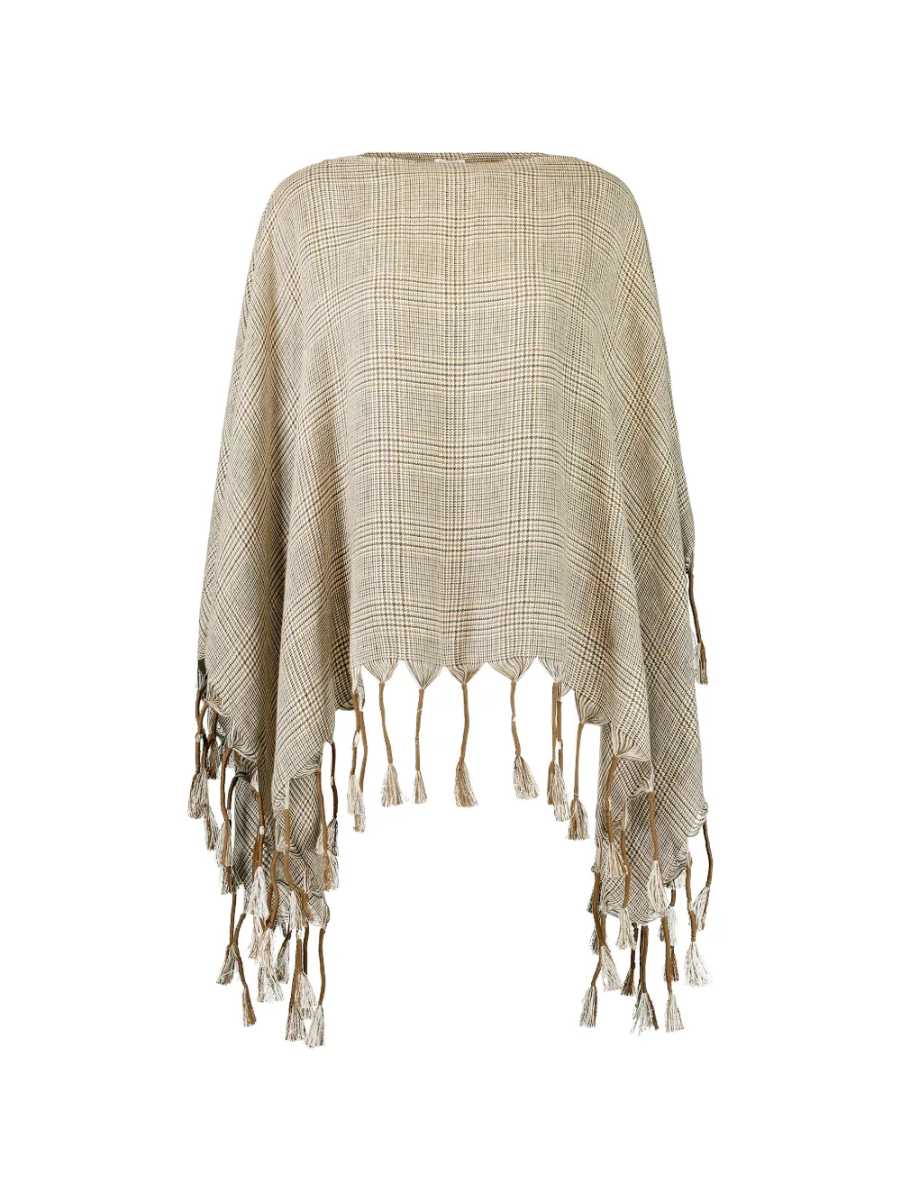 Brunello Cucinelli Poncho mit Prince of Wales-Karo - Nude