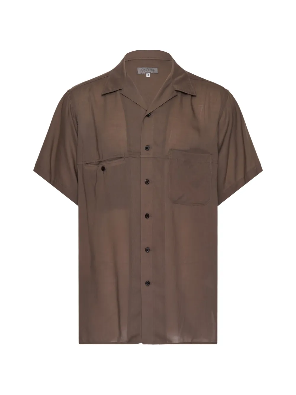 Yohji Yamamoto short-sleeve camp-collar shirt - Marrone