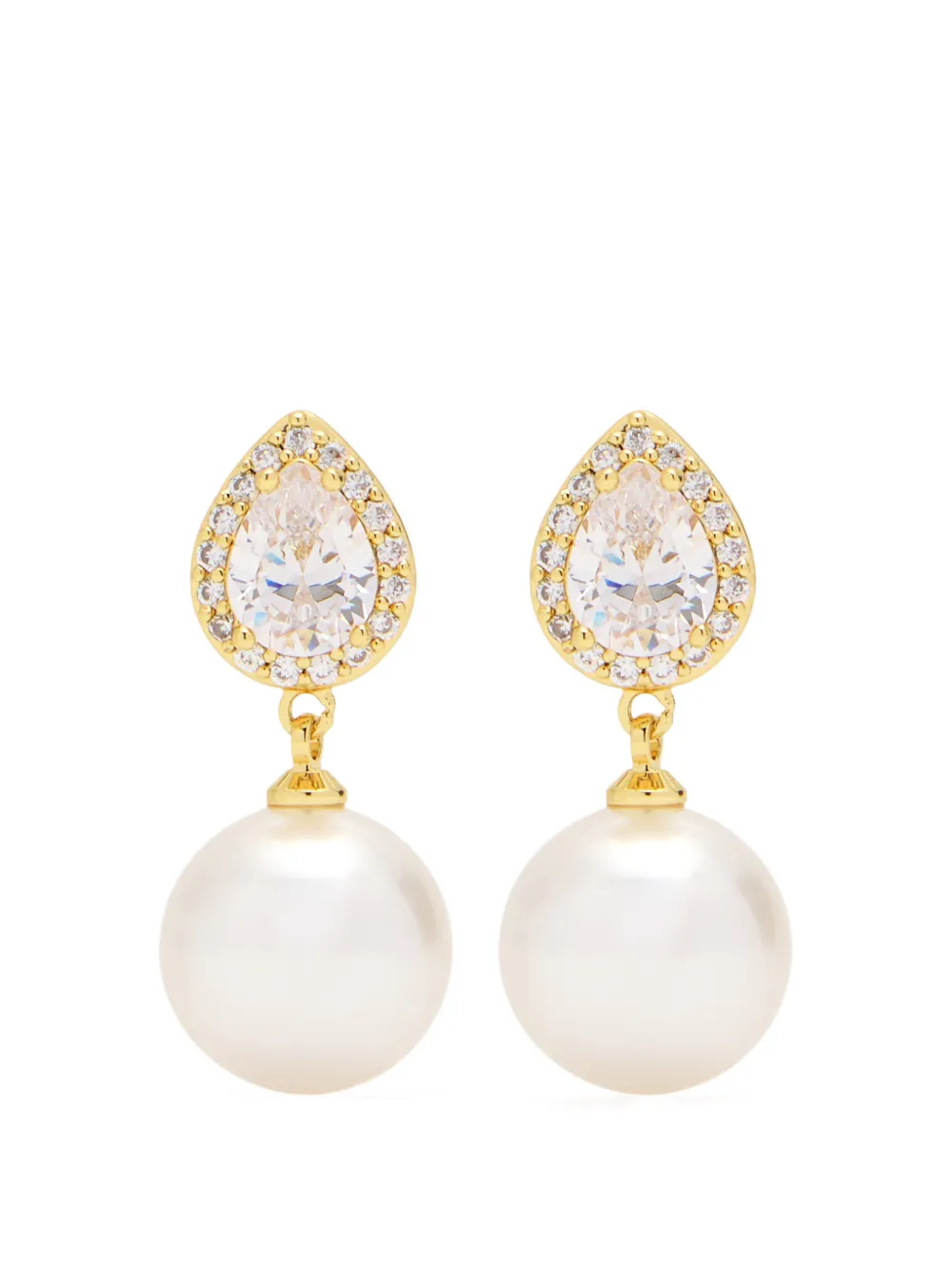 Self-Portrait faux pearl embellished earrings - Gold