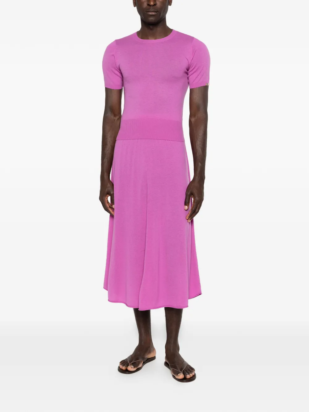 extreme cashmere Noor fijngebreide trui met korte mouwen Roze