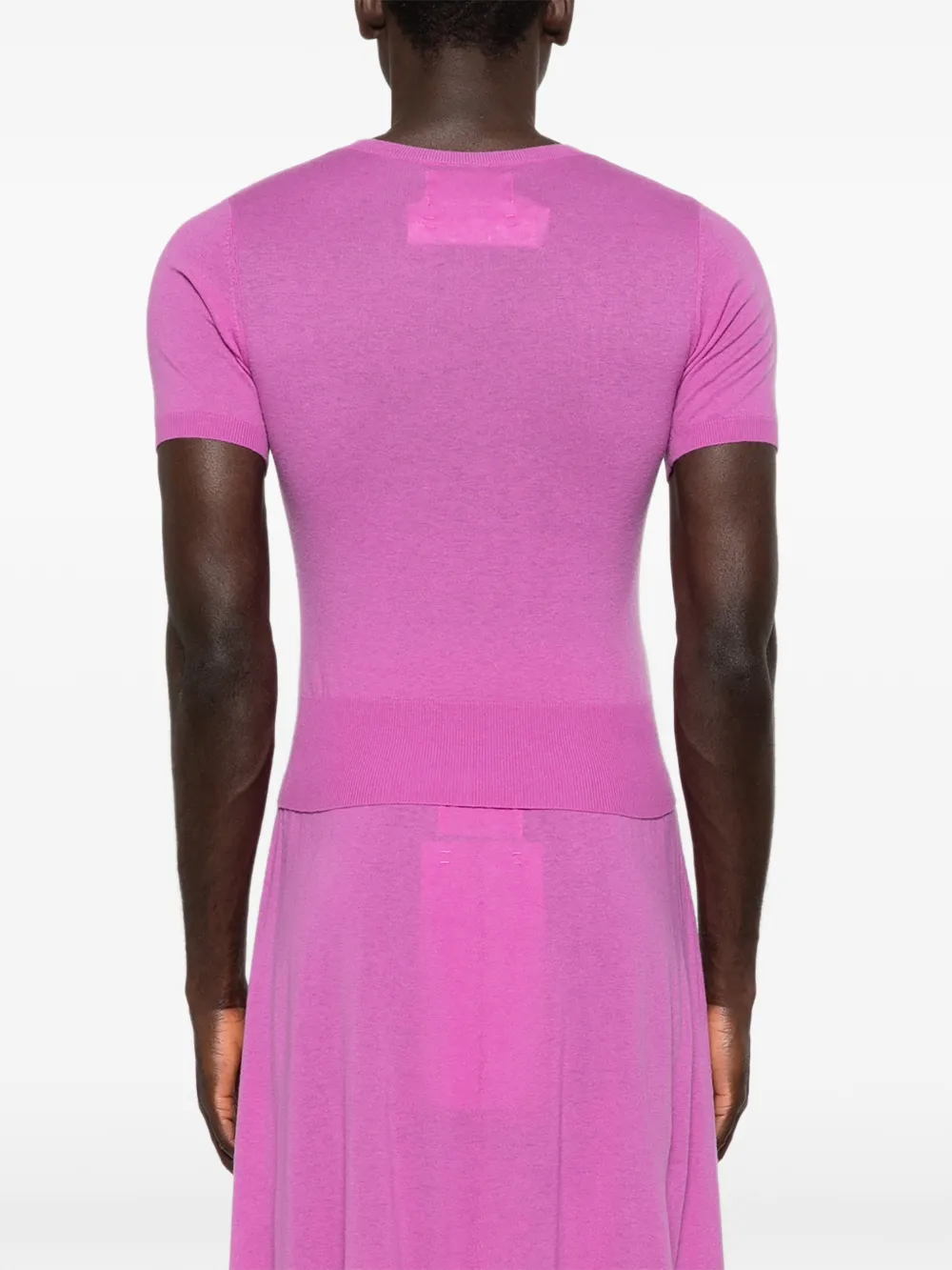 extreme cashmere Noor fijngebreide trui met korte mouwen Roze